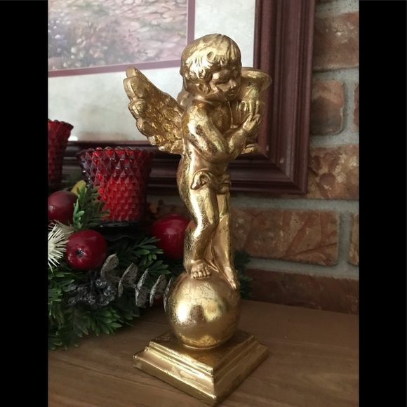 Rare VTG Gold Wing Cherub Candleholder Sculpture - Picture 2 of 7